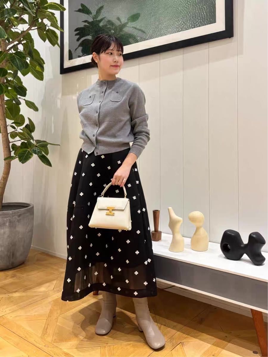 新品 CABaN コットンカシミヤ クルーネックカーディガン XS ライト