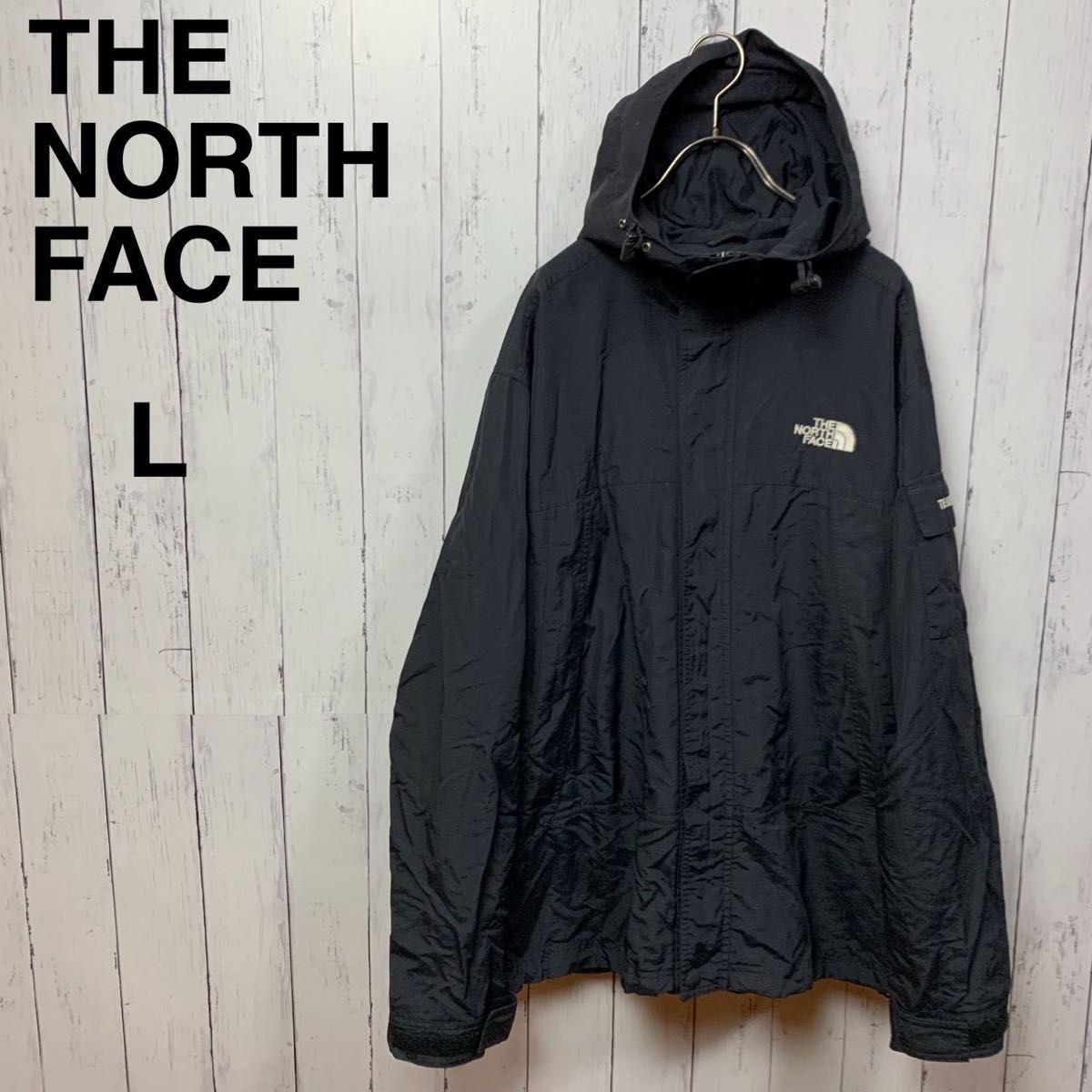 ノースフェイス マウンテンパーカー メンズ L 黒 刺繍ロゴ ジャケット