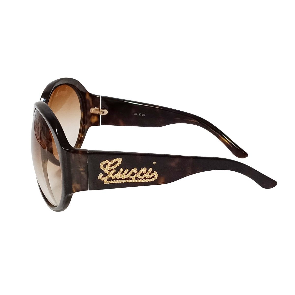 グッチ GUCCI サングラス 筆記体ロゴ ブラウン ゴールド ライン