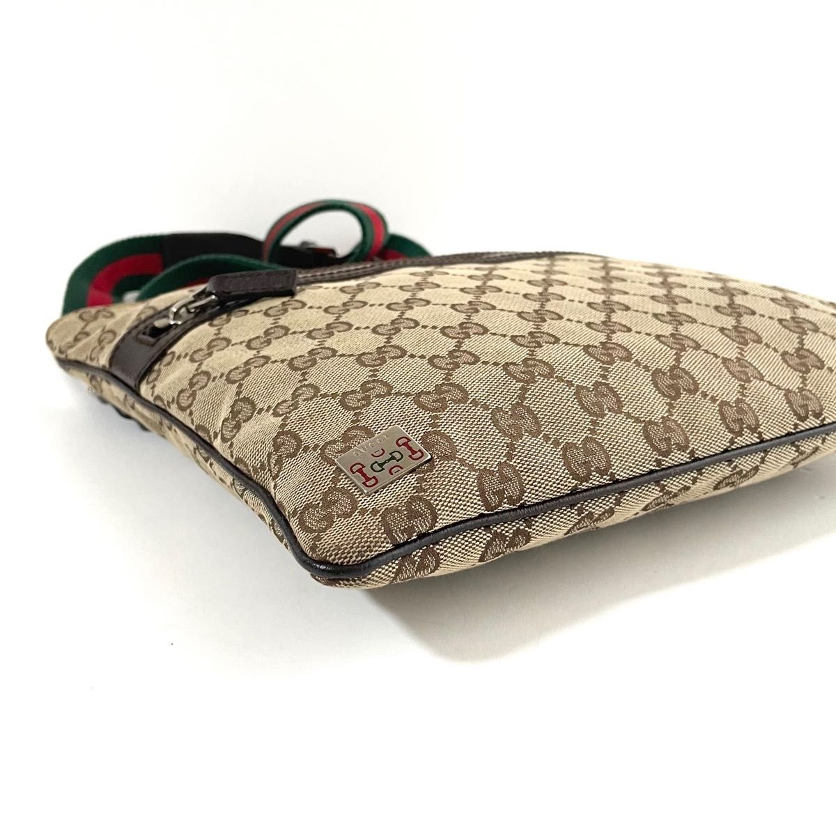 美品】GUCCI グッチ ショルダーバッグ GGキャンバス×レザー ホース