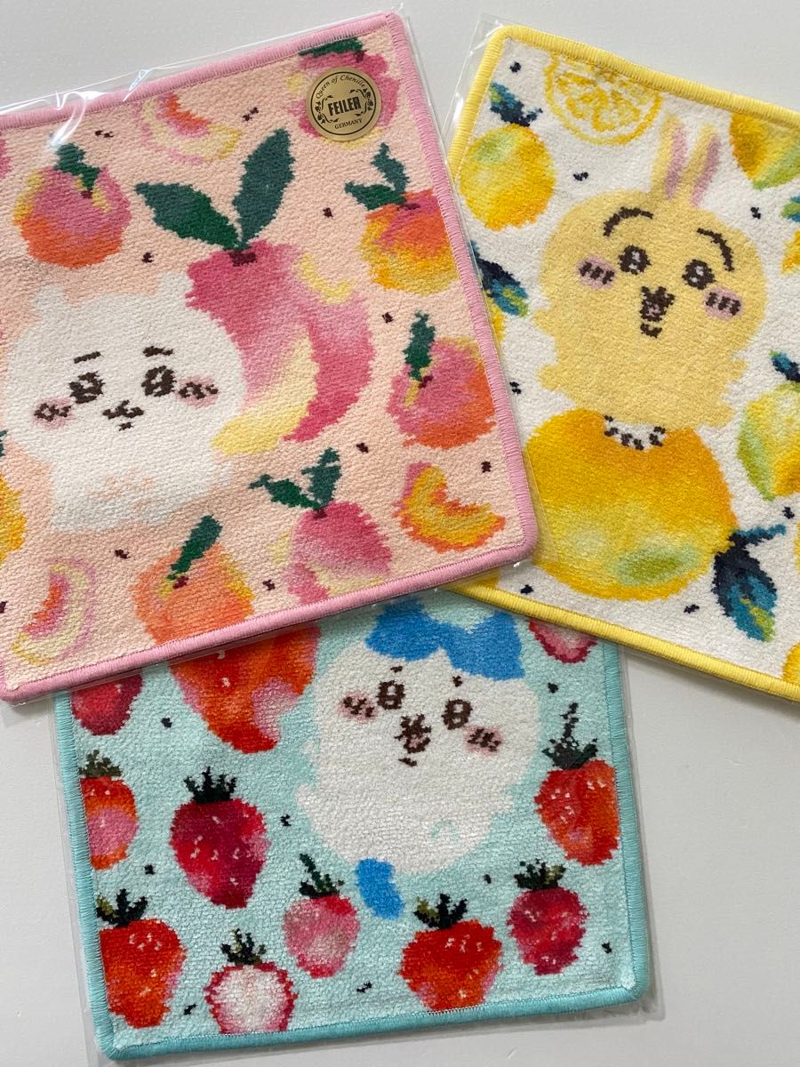 新品】フェイラー ちいかわ ハンカチ FEILER ピーチドット レモン