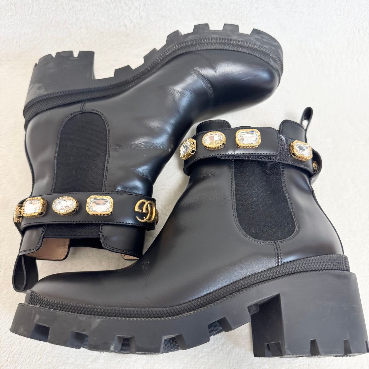 美品】GUCCI グッチ サイドゴアブーツ レザー ビジュー 正規品