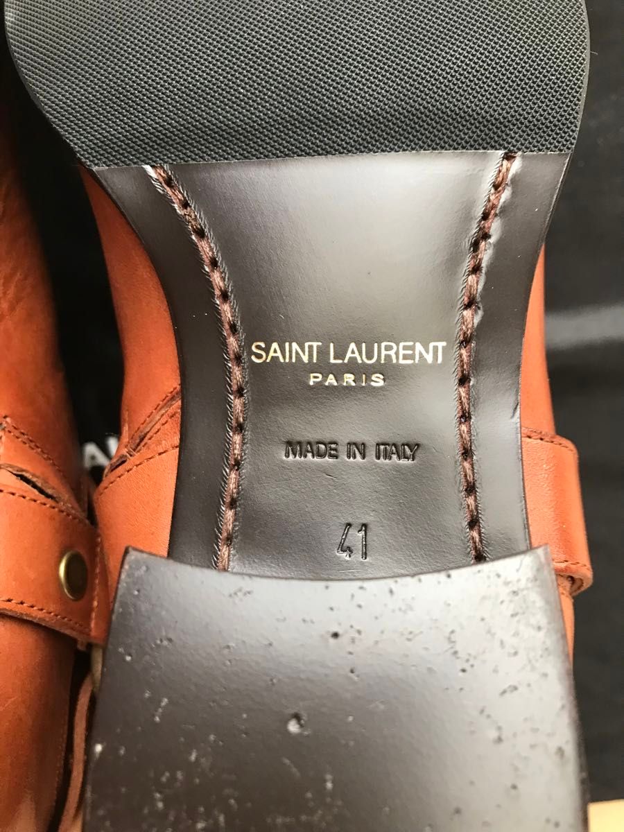 美品SAINT LAURENT サンローラン ワイアットハーネスブーツ41茶リング