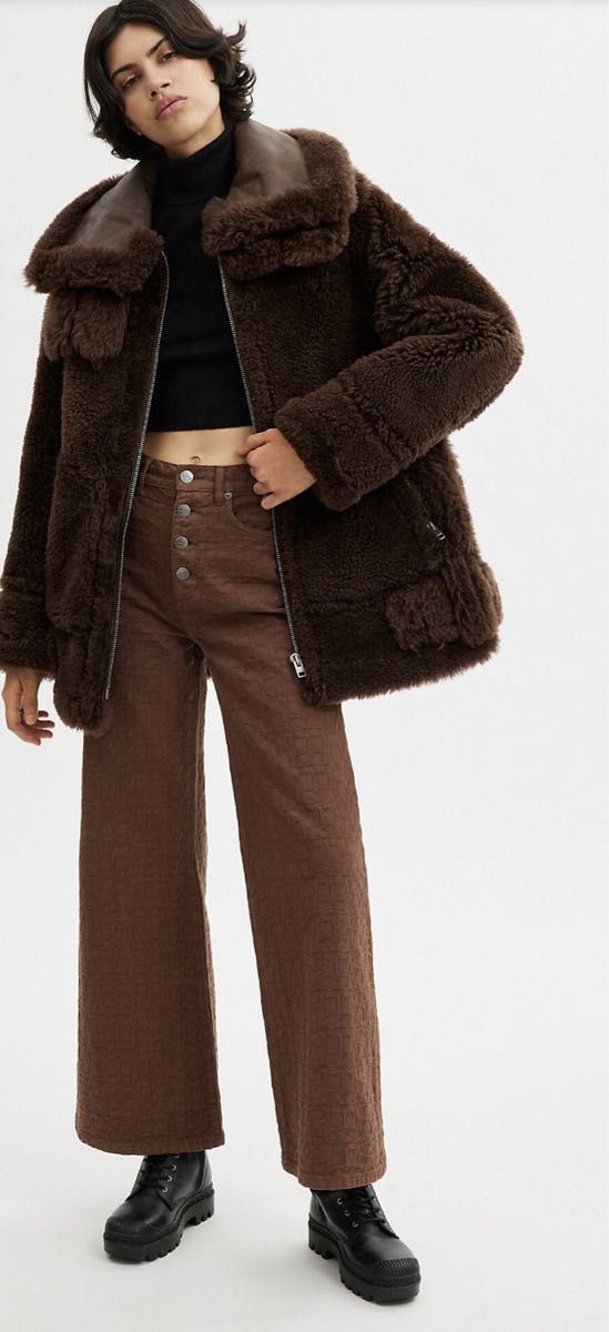 Coach ジップフロント シアリング アビエータ ムートンコート コーチ