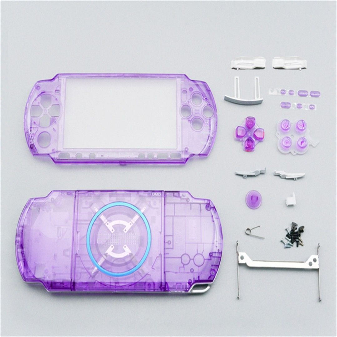 PSP-3000 交換用 ハウジングシェル スケルトン パープル セット