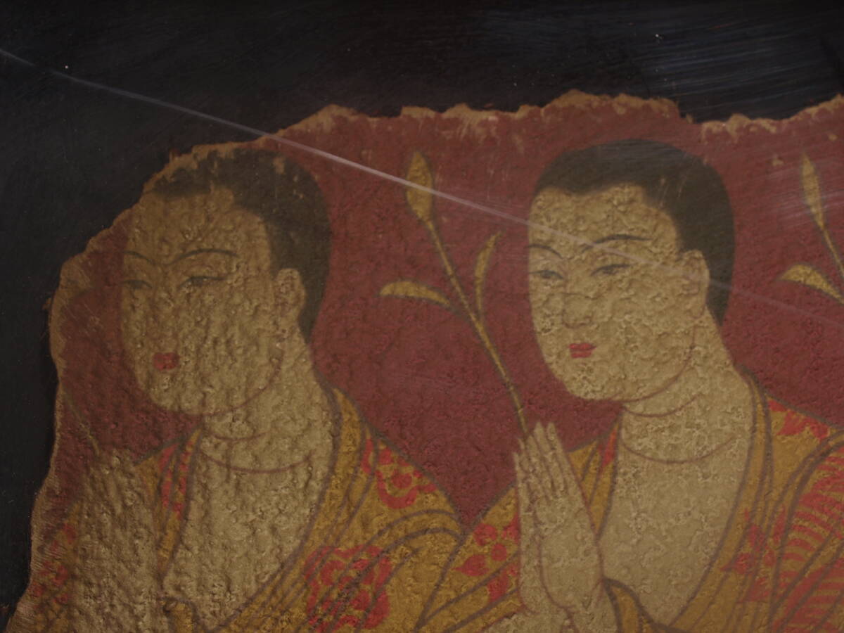 骨董市掘り出し品 中国唐時代 敦煌莫高窟壁画 彩絵 人物像 AK1793A1-3