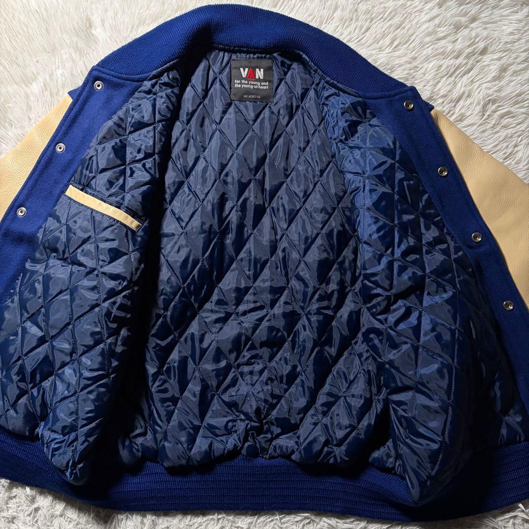 極美品/希少カラー/LLサイズ VAN JACKET スタジャン 袖レザー