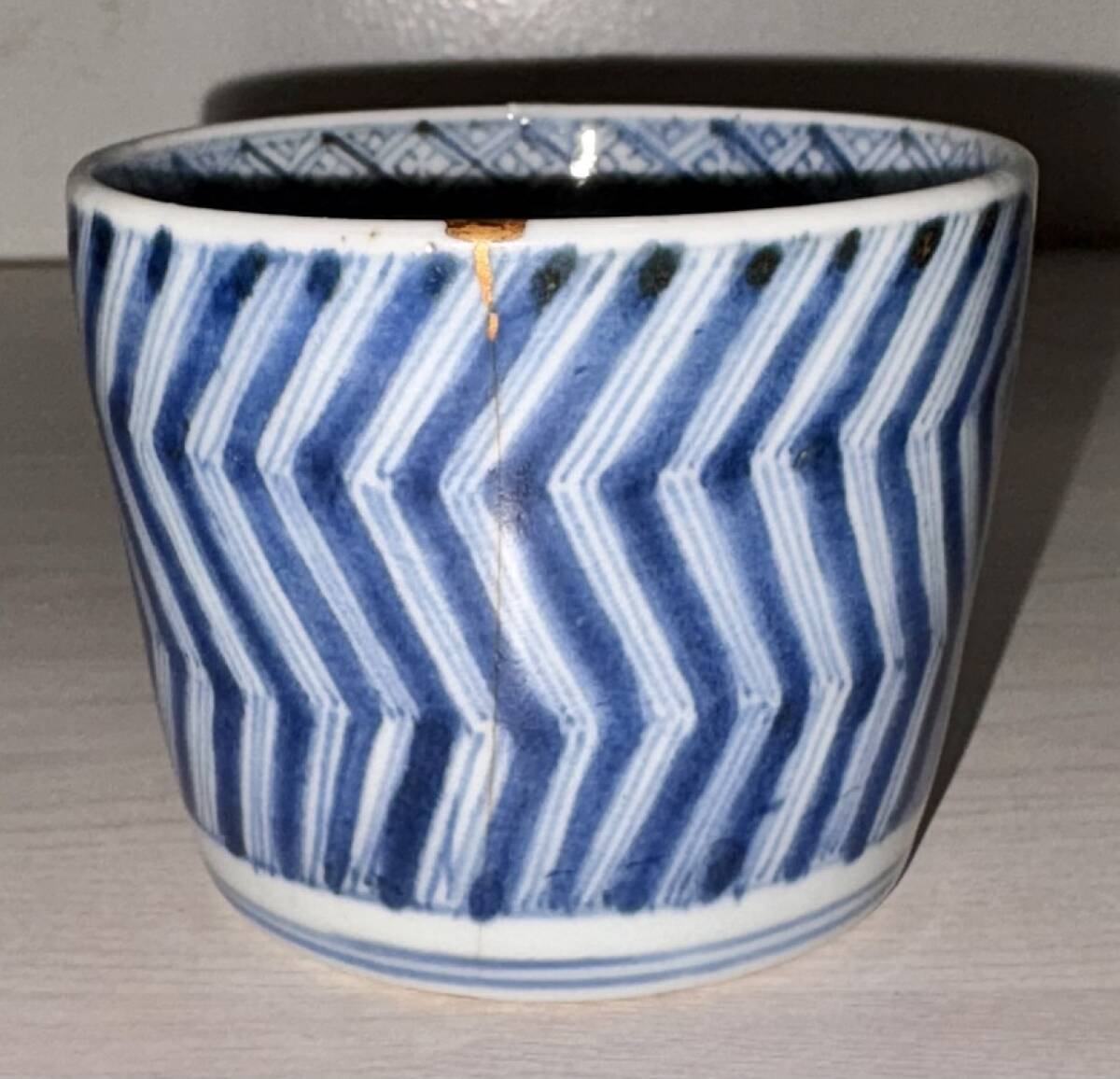 古伊万里 染付 猪口 蕎麦猪口 撫子 江戸時代 骨董 金継ぎ アンティーク