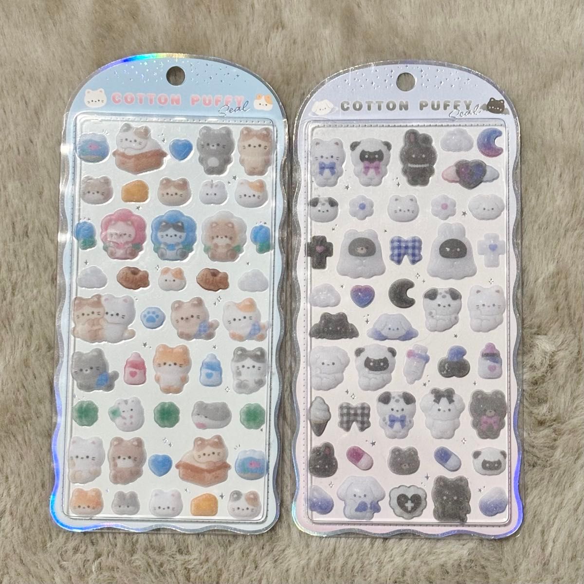 コットンパフィーシール 動物 ボンボンドロップシール うるちゅる