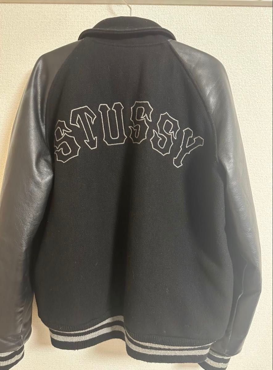 STUSSY ステューシー スタジャン レザー切り替え ブラック｜Yahoo