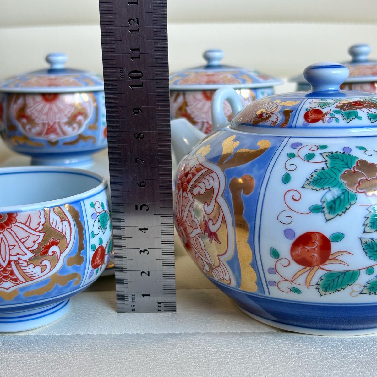 有田焼 彌右衛門窯 茶器揃 急須 蓋付き湯呑み 5客セット 金彩古伊万里