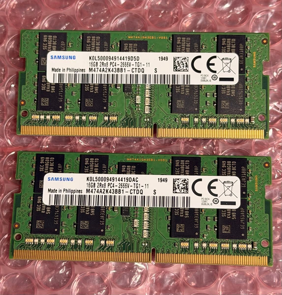 動作確認済】16GB × 2枚(32GB) ノートパソコン用増設メモリー DDR4 PC4