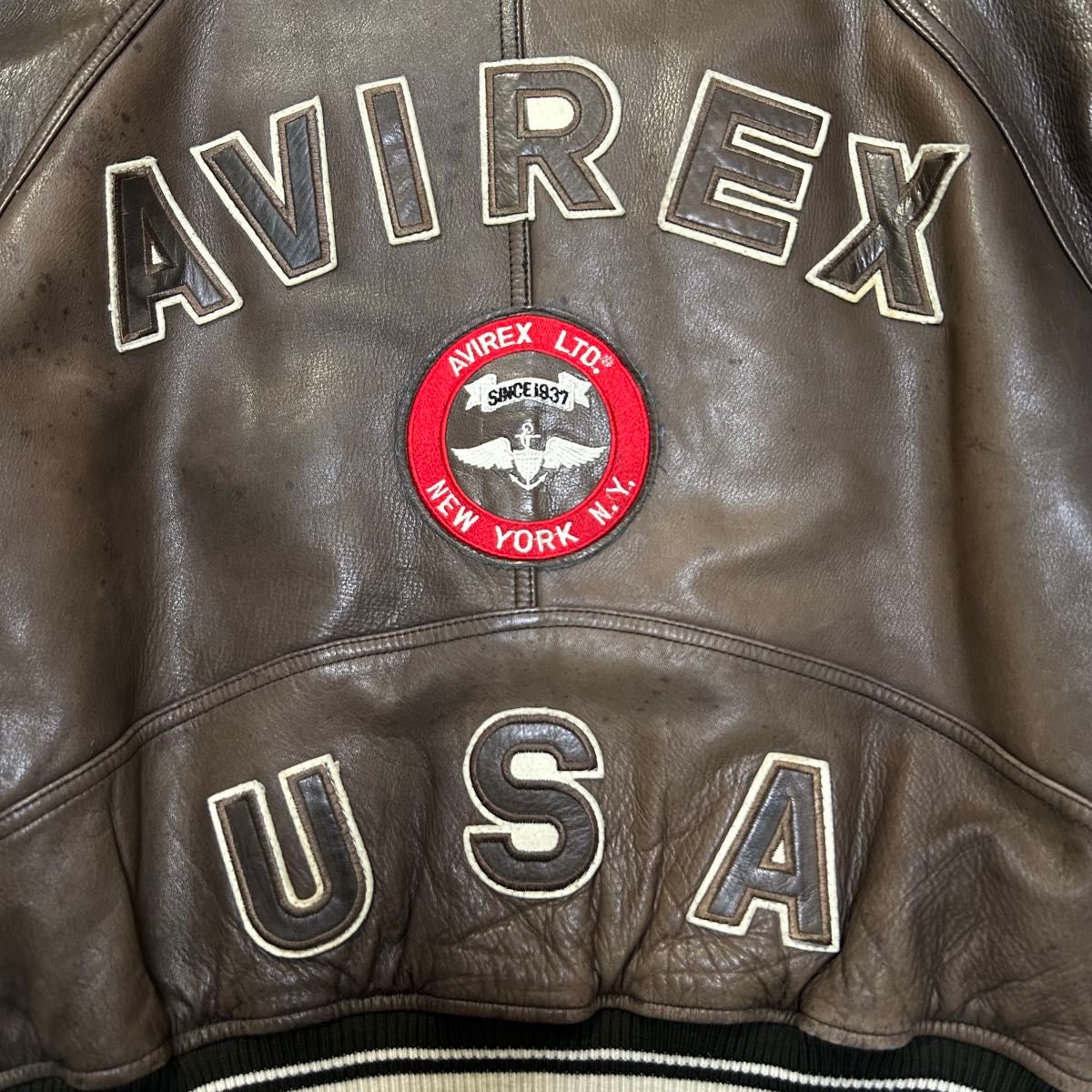 AVIREX アヴィレックス オールレザースタジャン バックアーチロゴ