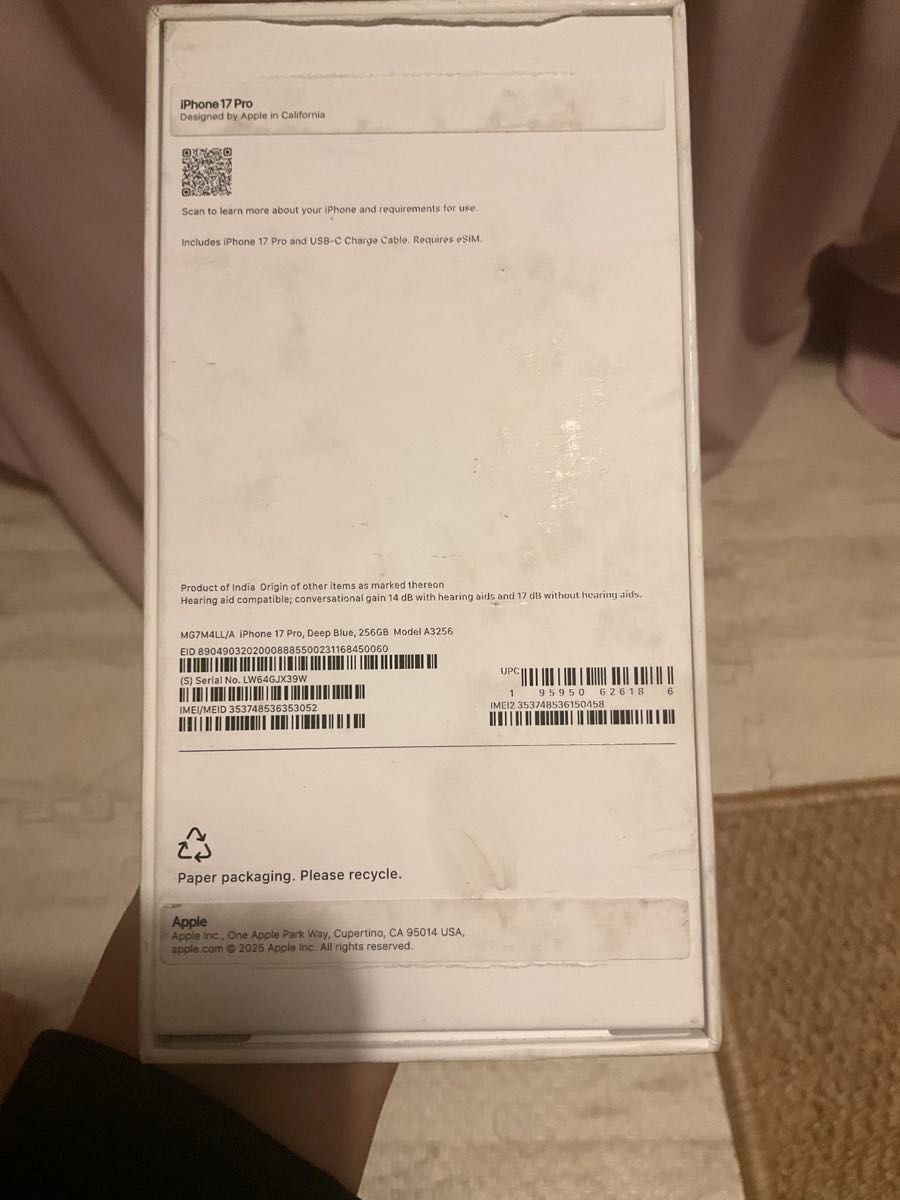 海外版 Apple iPhone 17 Pro 256GB 新品 未未アクティベート・未使用