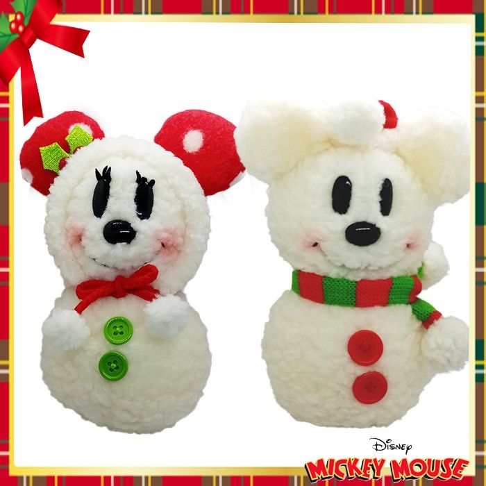 ディズニー ミッキー ミニー スノーマンぬいぐるみ 雪だるま