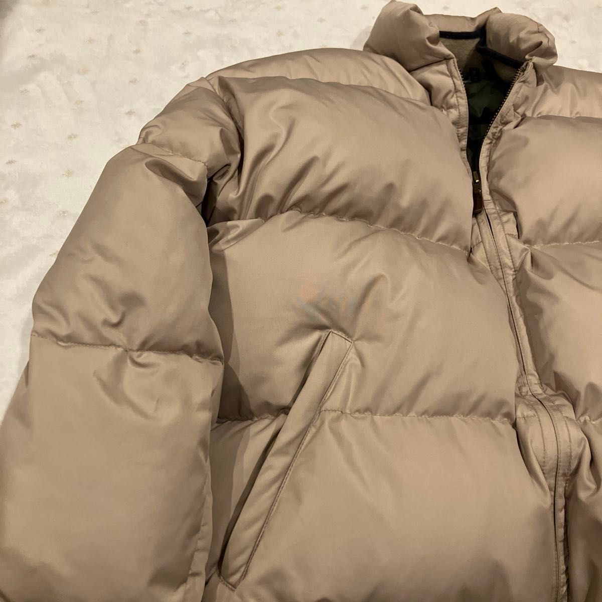 ポロラルフローレン ダウンジャケット ベージュ系 刺繍ロゴ M パンパン