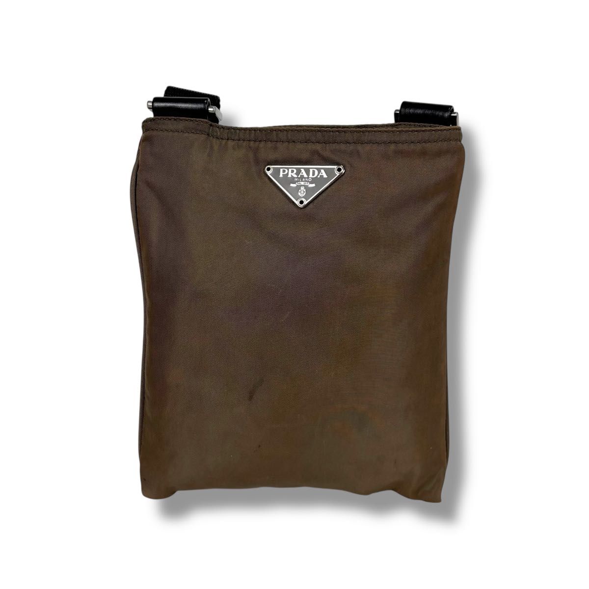 プラダ PRADA ミニショルダーバッグ テスートナイロン グレージュ 三角