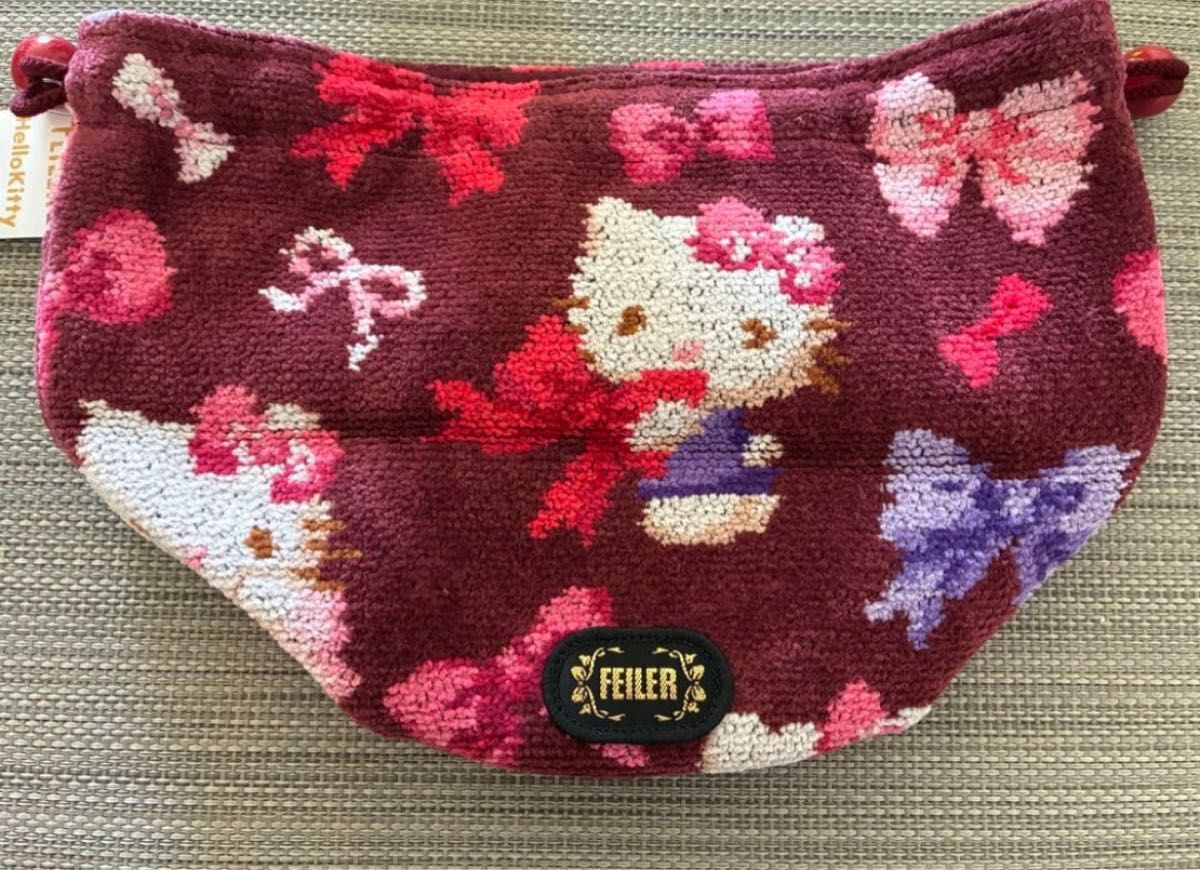 新品 ハローキティ フェイラー 巾着 リボン FEILER サンリオ キティ