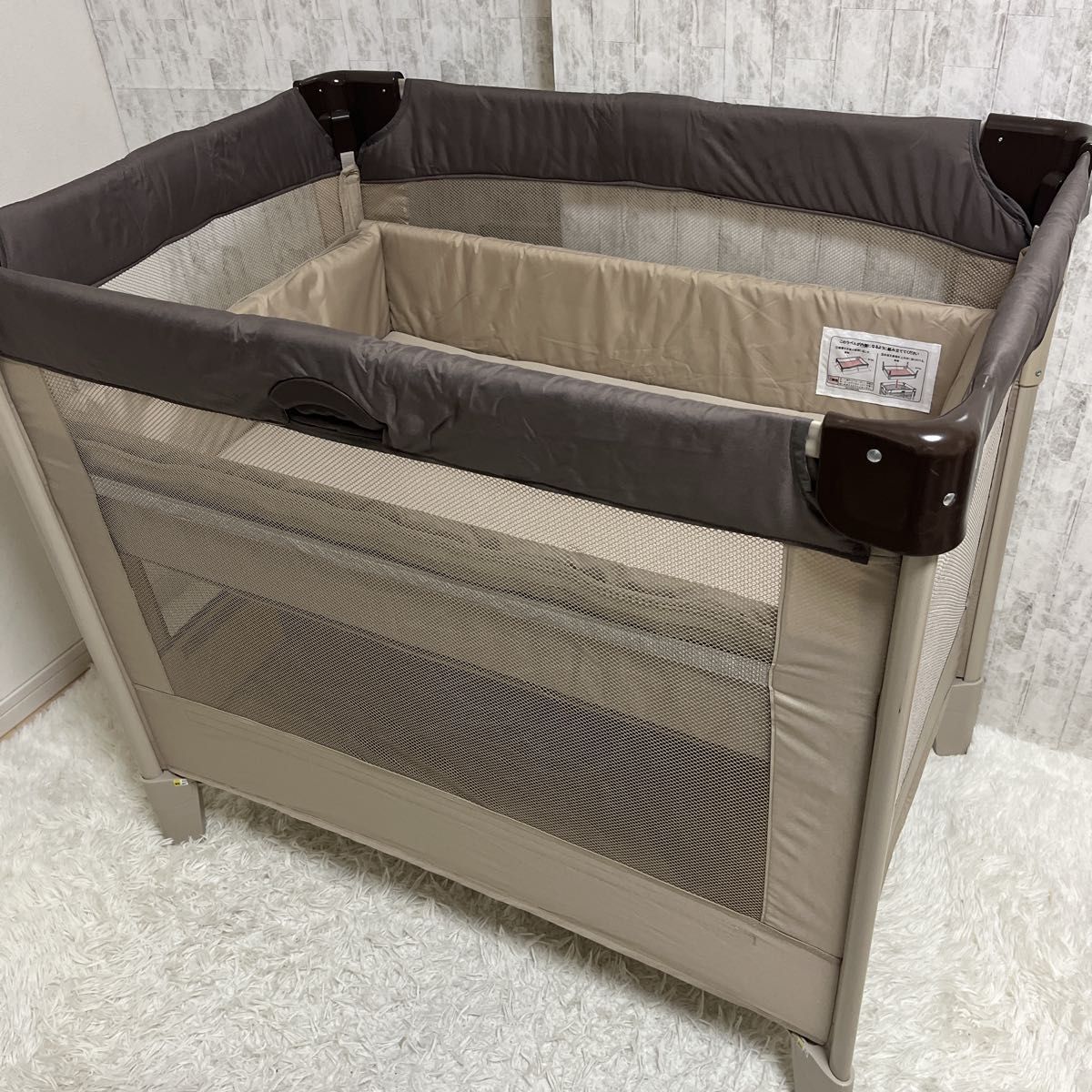 美品 アップリカ ココネルエアー ベビーベッド サークル 寝具 66047