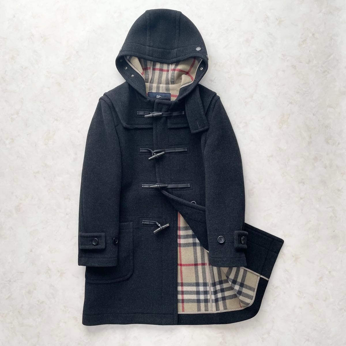 極美品】BURBERRY バーバリー ウールダッフルコート ブラック メンズ