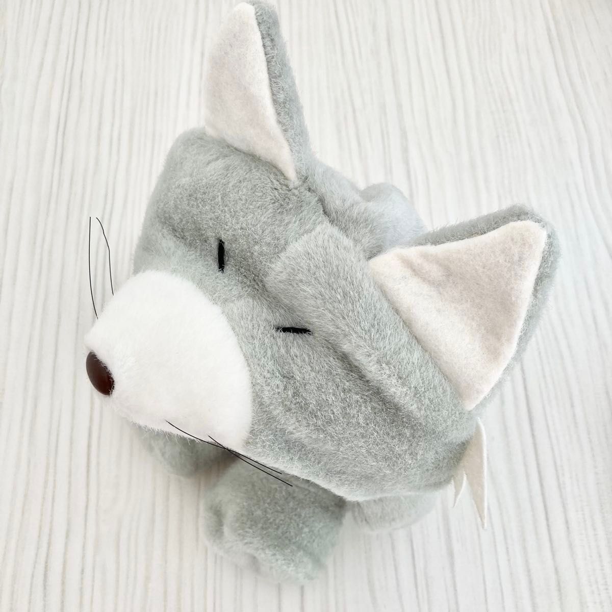 希少 美品 レトロ ハローキティ ぬいぐるみ キツネ シルバー 銀色