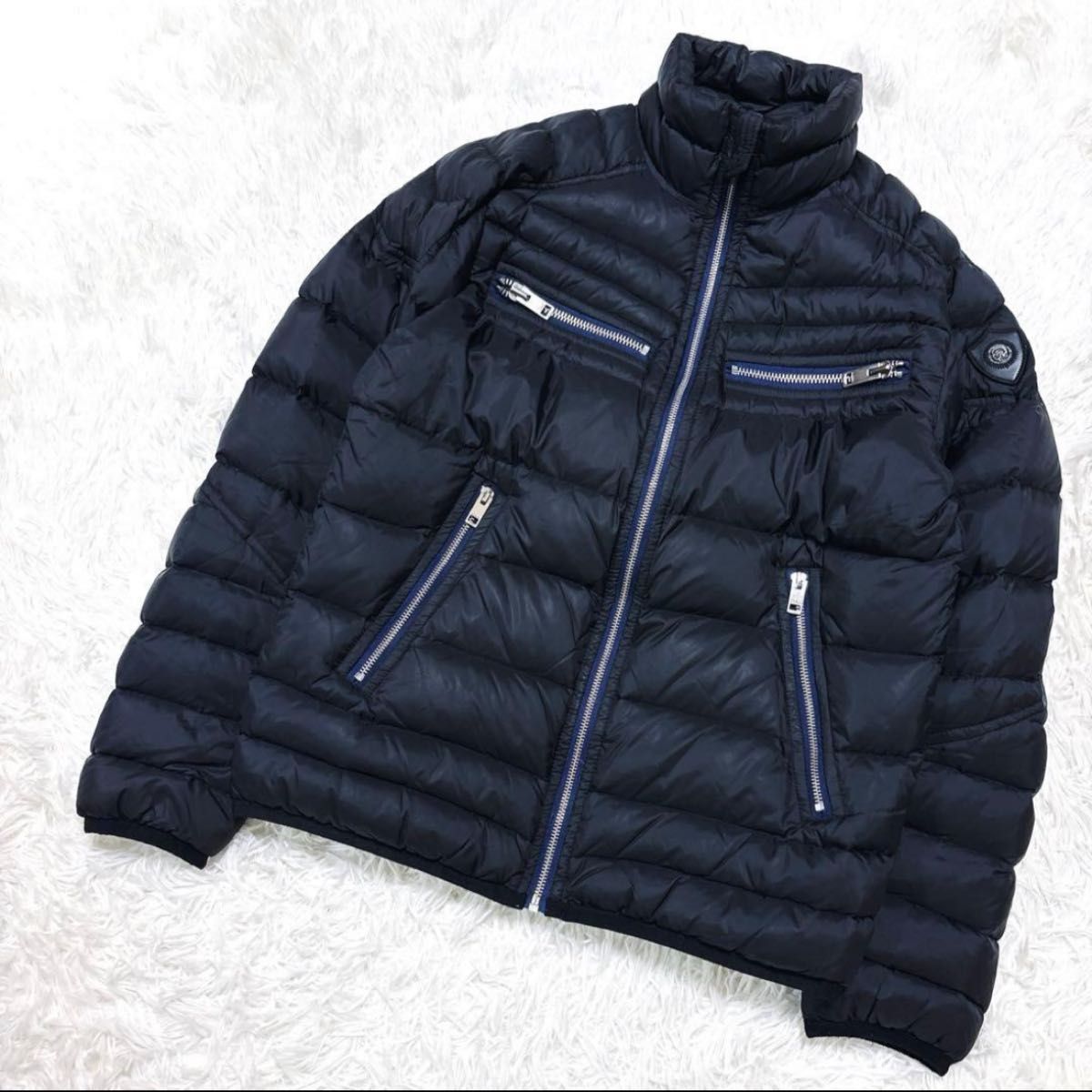 DIESEL ディーゼル ダウンジャケットMブルーブラック美品Y2K肉厚