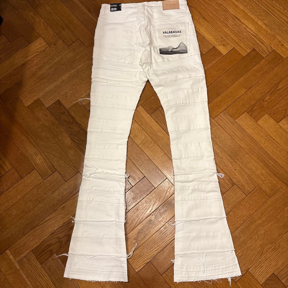valabasasバラバサス パネルダメージフレアスキニーデニム ホワイト 29
