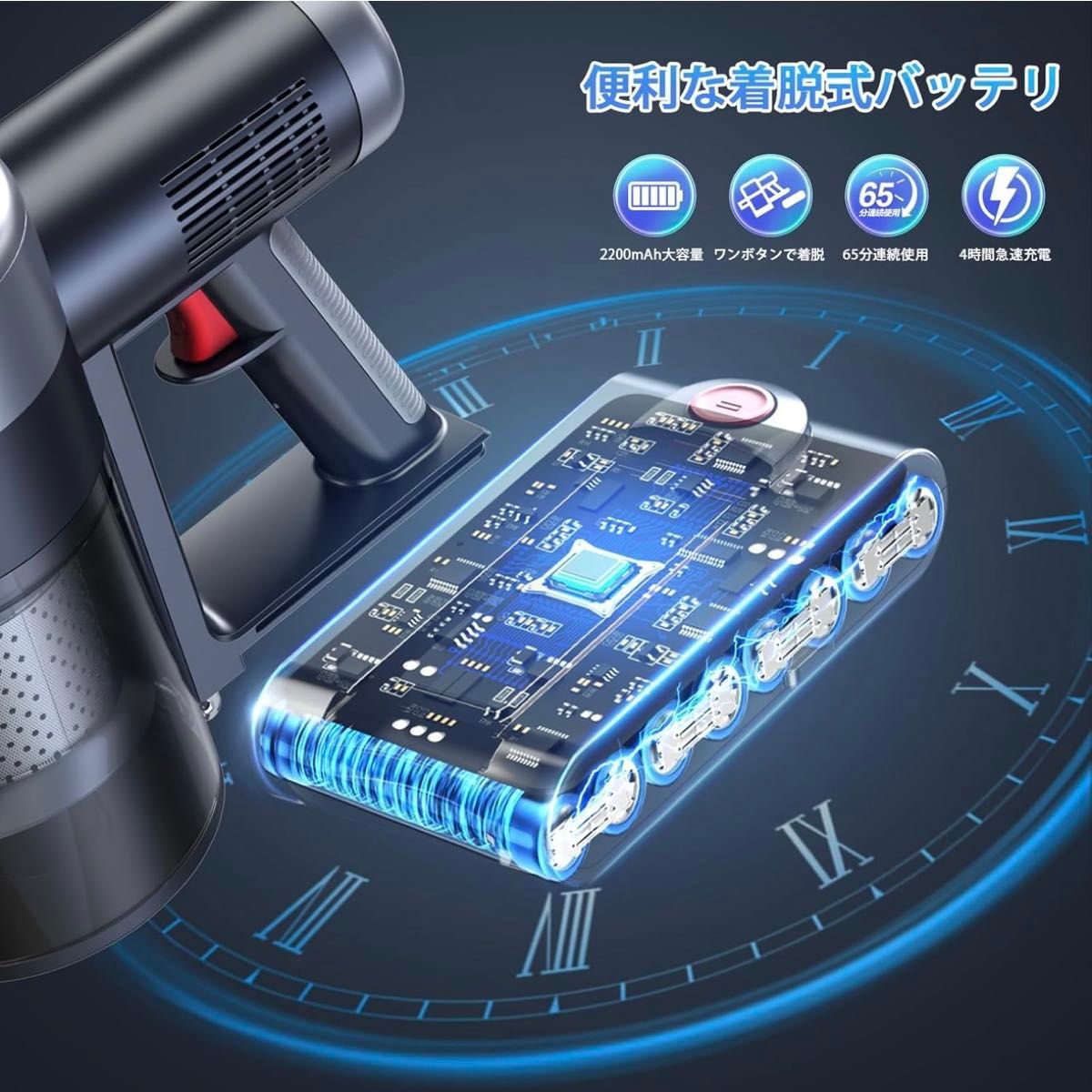 掃除機 コードレス【11月新登場 65Kpa超強力吸引＆業界軽量設計＆65分