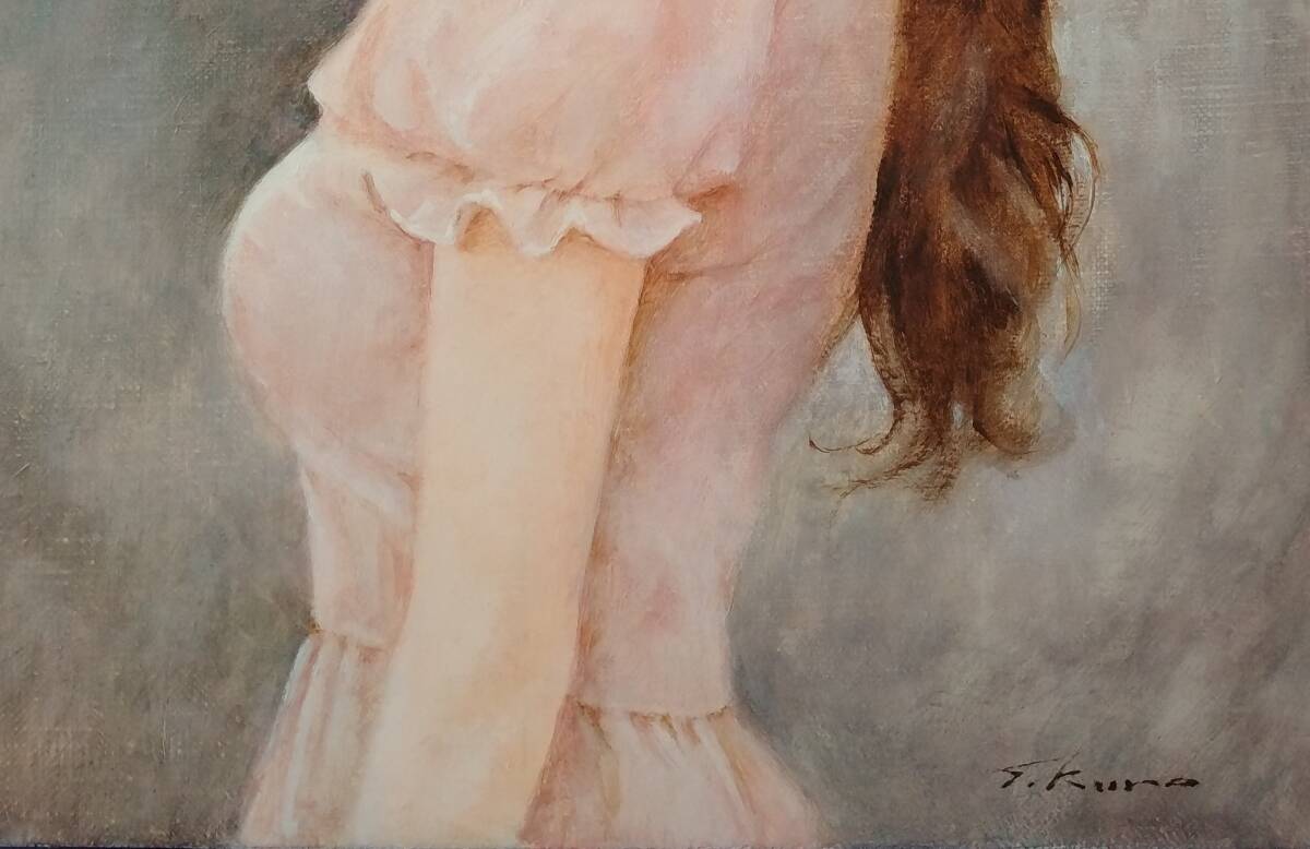 黒川達也 真作「カメリア」油彩F4 師・宮永岳彦(人物画)｜売買された