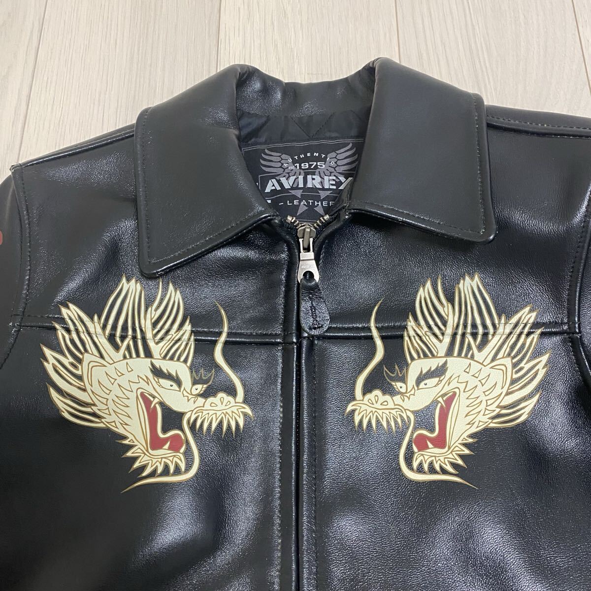 AVIREX アヴィレックス ラムレザー ライダースジャケット ドラゴン 龍