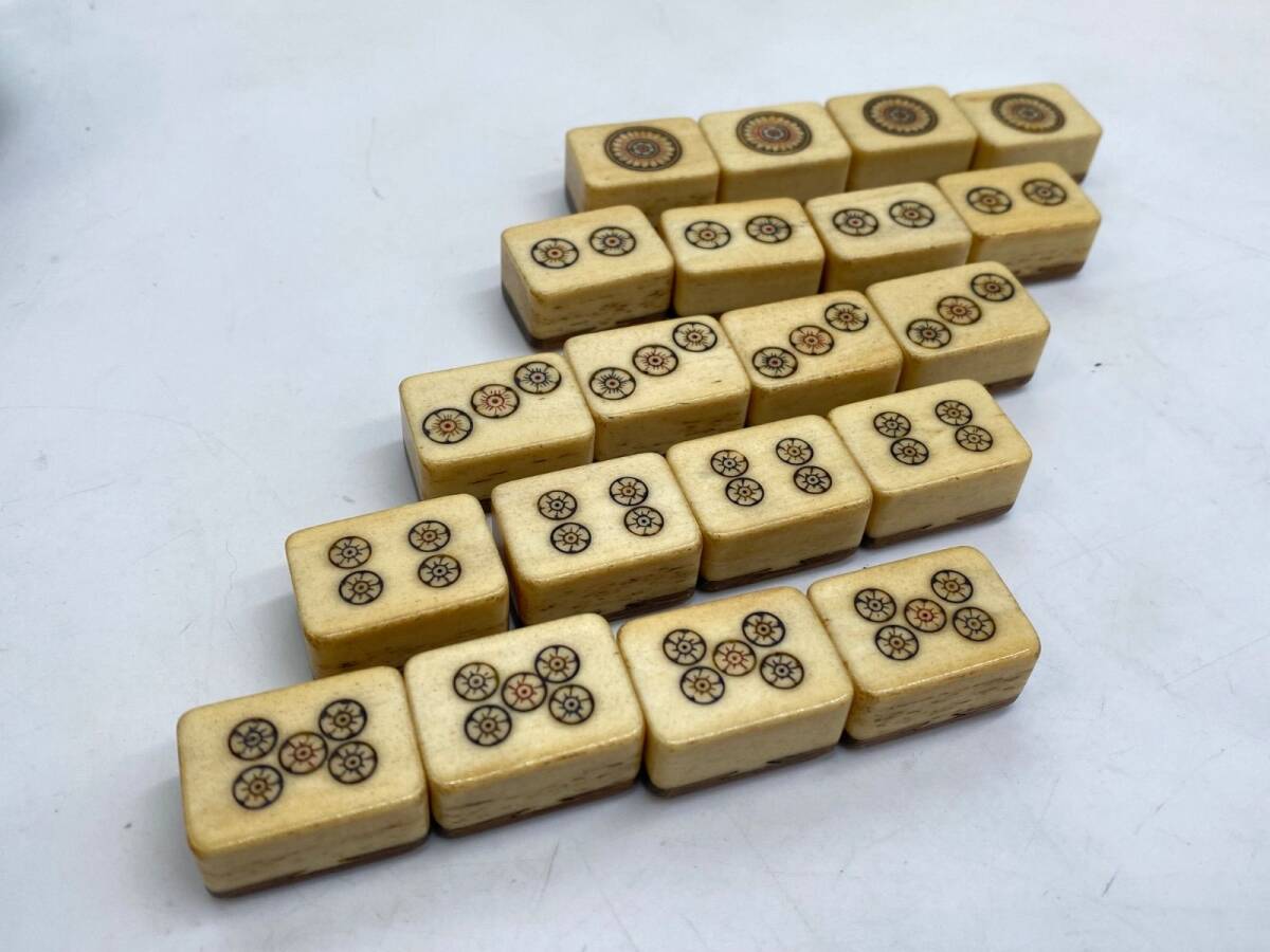 中国美術 麻雀セット 背竹牌 骨牌 麻雀牌 箱付 時代 革箱付｜Yahoo