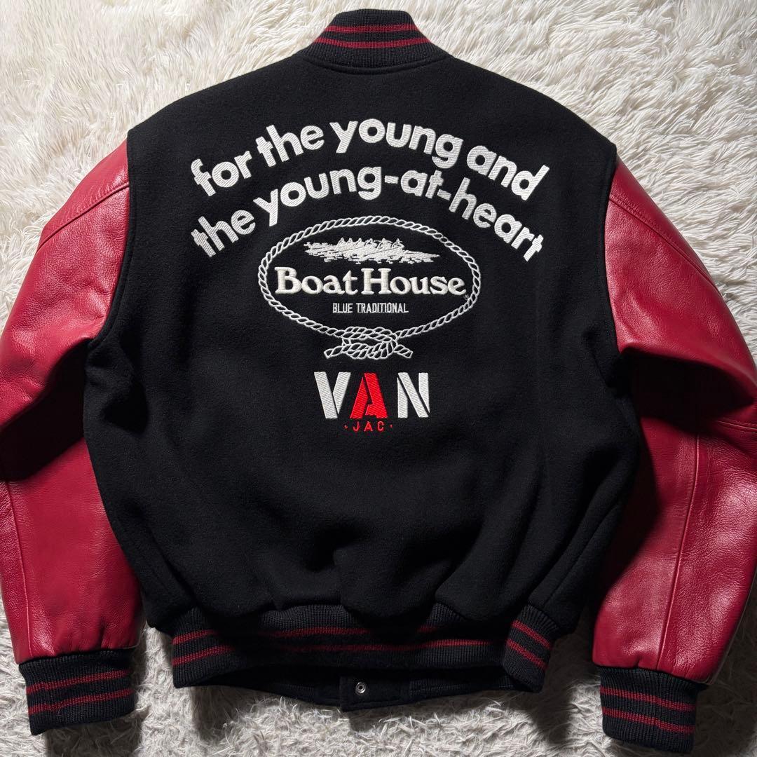 激レア・極美品】VAN JACKET Boat House スタジャン 紺×赤 袖レザー