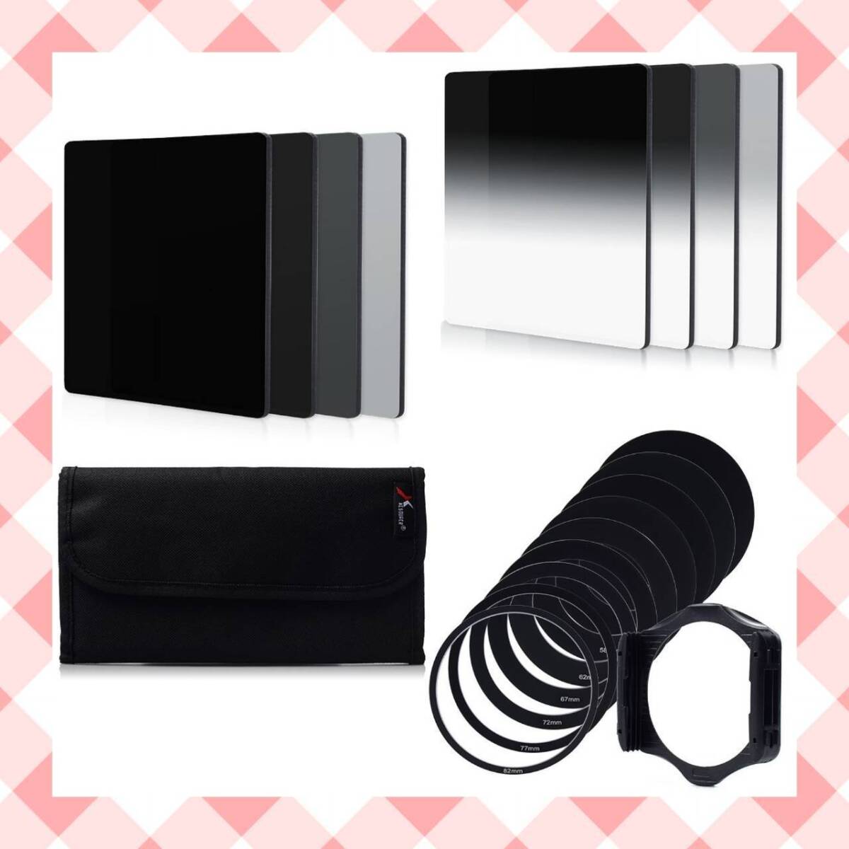 角形フィルターセット 8枚入り + アダプターリング9個セット｜Yahoo