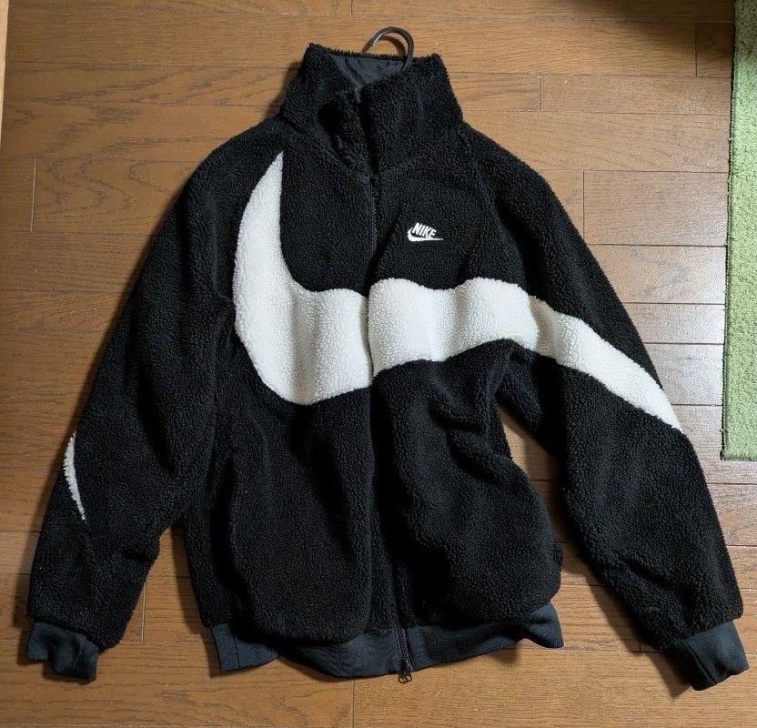 NIKE ナイキ ビッグスウォッシュ ボアジャケット ブラック ホワイト S