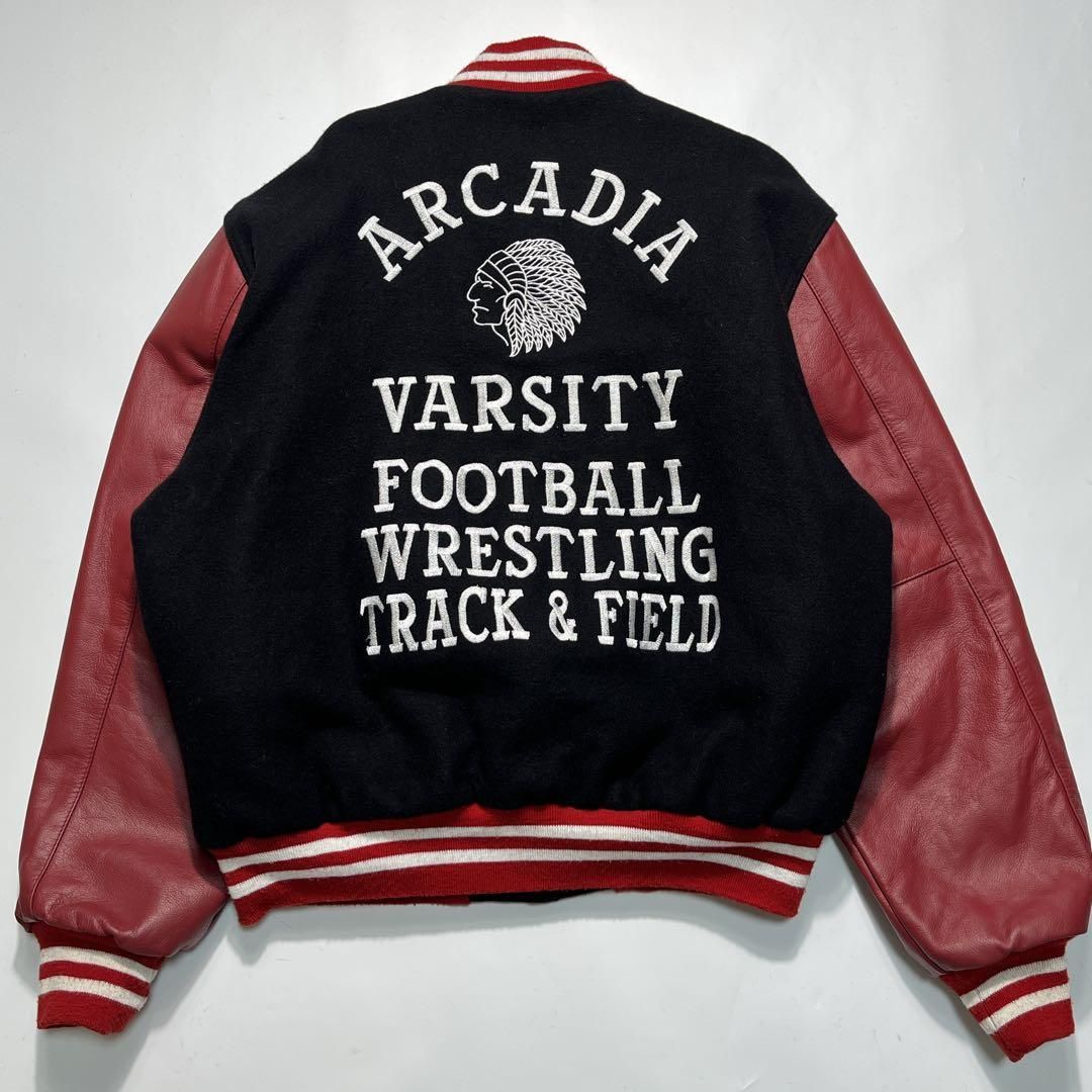 HOLLOWAY ホロウェイ USA製 袖レザー スタジャン インディアンヘッド