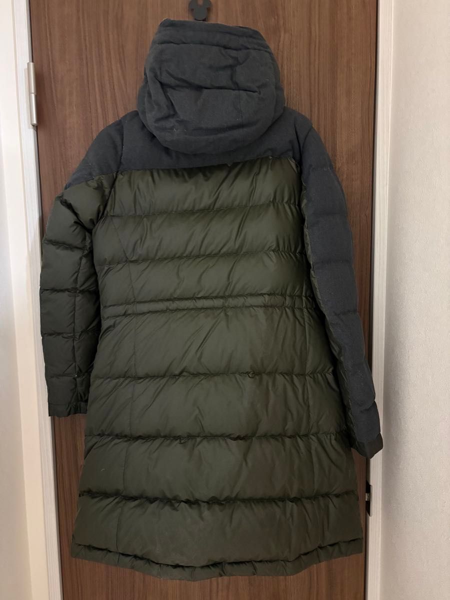 THE NORTH FACE ダウンコート L カーキ NVC1DG82 ロング丈 ベンチ