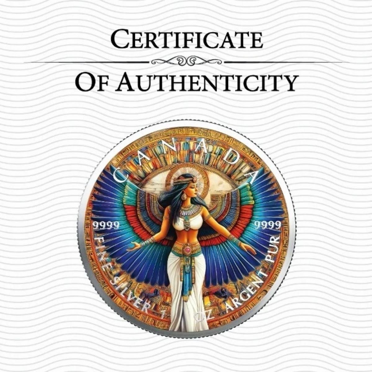 世界100枚限定 】カナダ メイプルリーフ 銀貨 カラー 古代エジプト