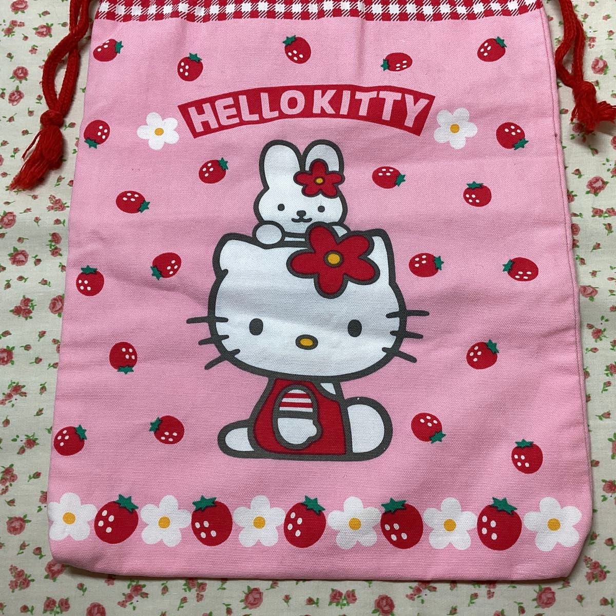 良品】ハローキティ いちご 巾着 ポーチ サンリオ イチゴシリーズ 1997