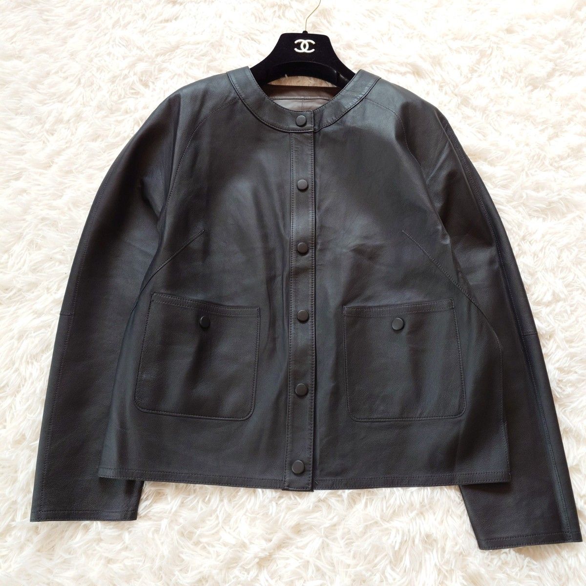 新品 元町ゼラール Zelal リバーシブル ノーカラー ライダースレザー