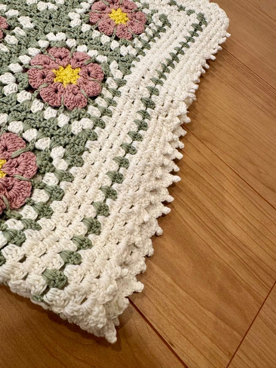 ハンドメイド モチーフ編み ブランケット マルチカバー膝掛け