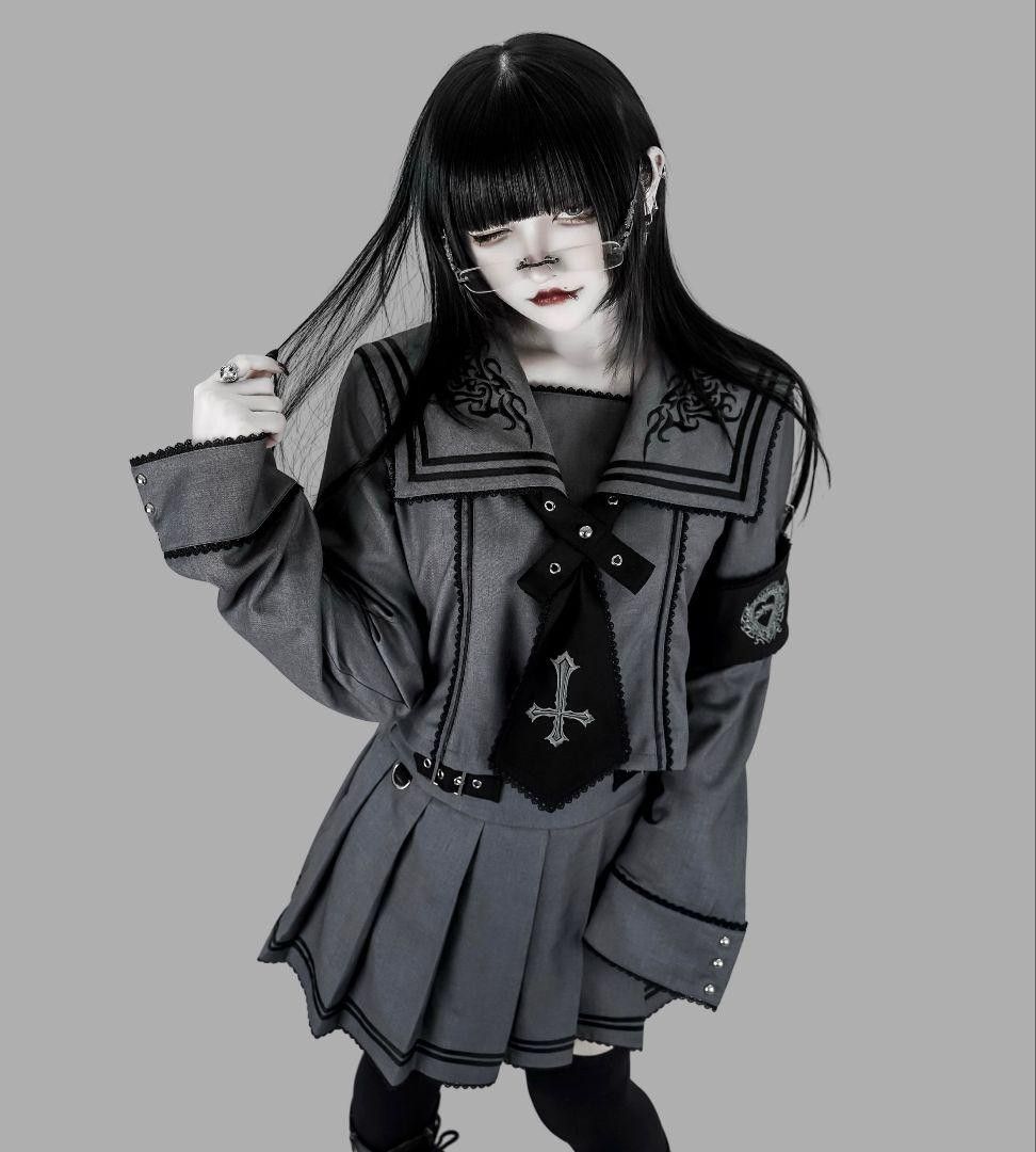 Mサイズ DimMoire学園セーラーSETUP【Gray】 地雷系 ゴシック サブカル