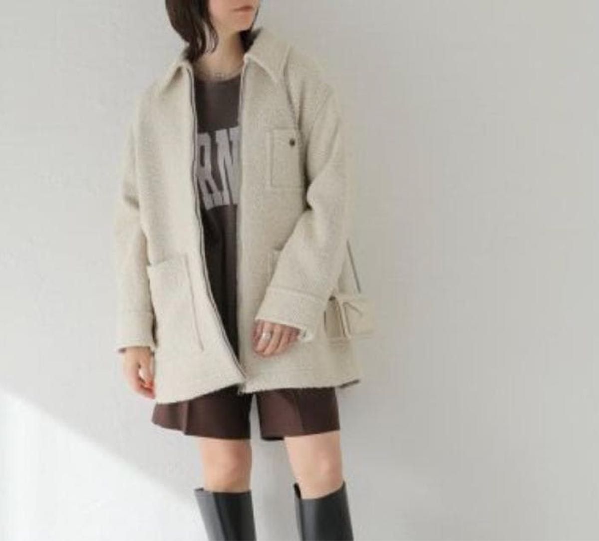 美品 ジャーナルスタンダード MANTECOビッグヘリンボンシャツブルゾン