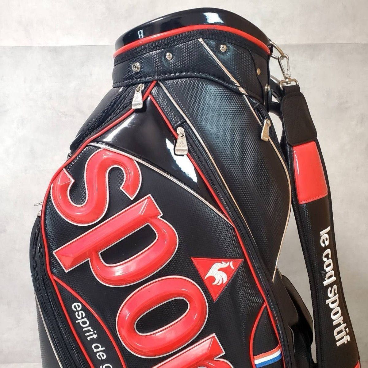 le coq sportif ルコック キャディバック ゴルフバッグ 黒X赤 6分割