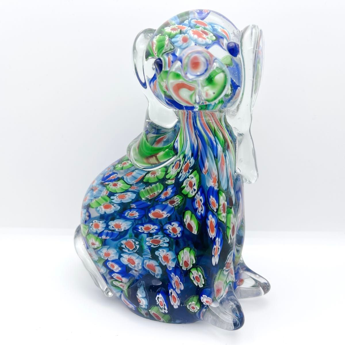 入手困難】ミルフィオリ アートガラス 犬 置物 ヴェネチアン風
