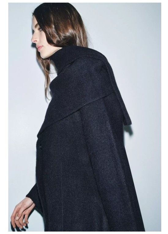 ZARA ザラ S ショートニットコート スカーフ付き ネイビー｜Yahoo