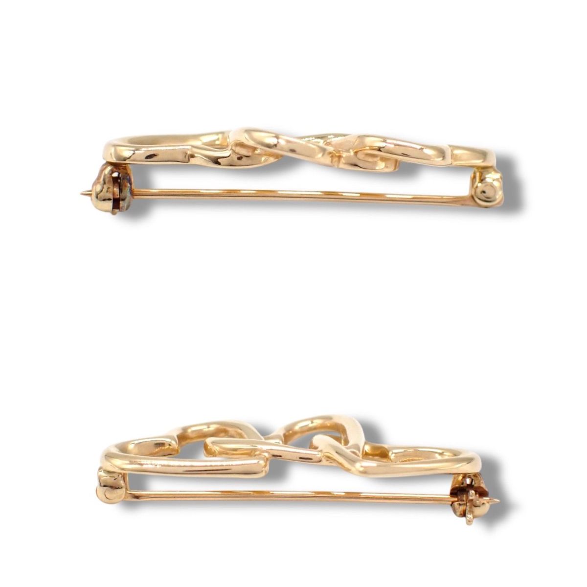 TIFFANY ティファニー トリプルハート ブローチ K14 YG イエロー