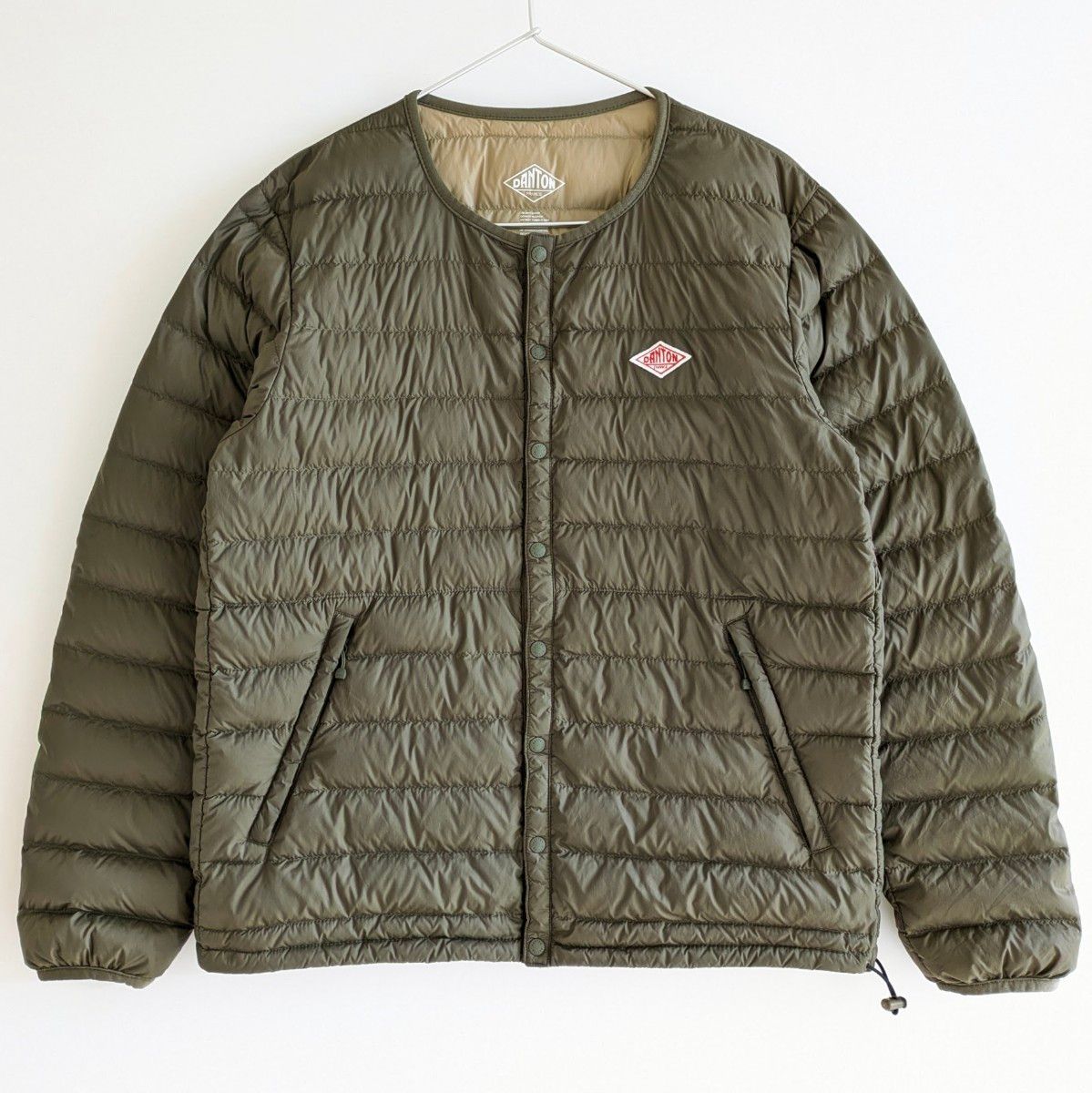 DANTON】クルーネック インナー ダウン ジャケット オリーブ 40サイズ