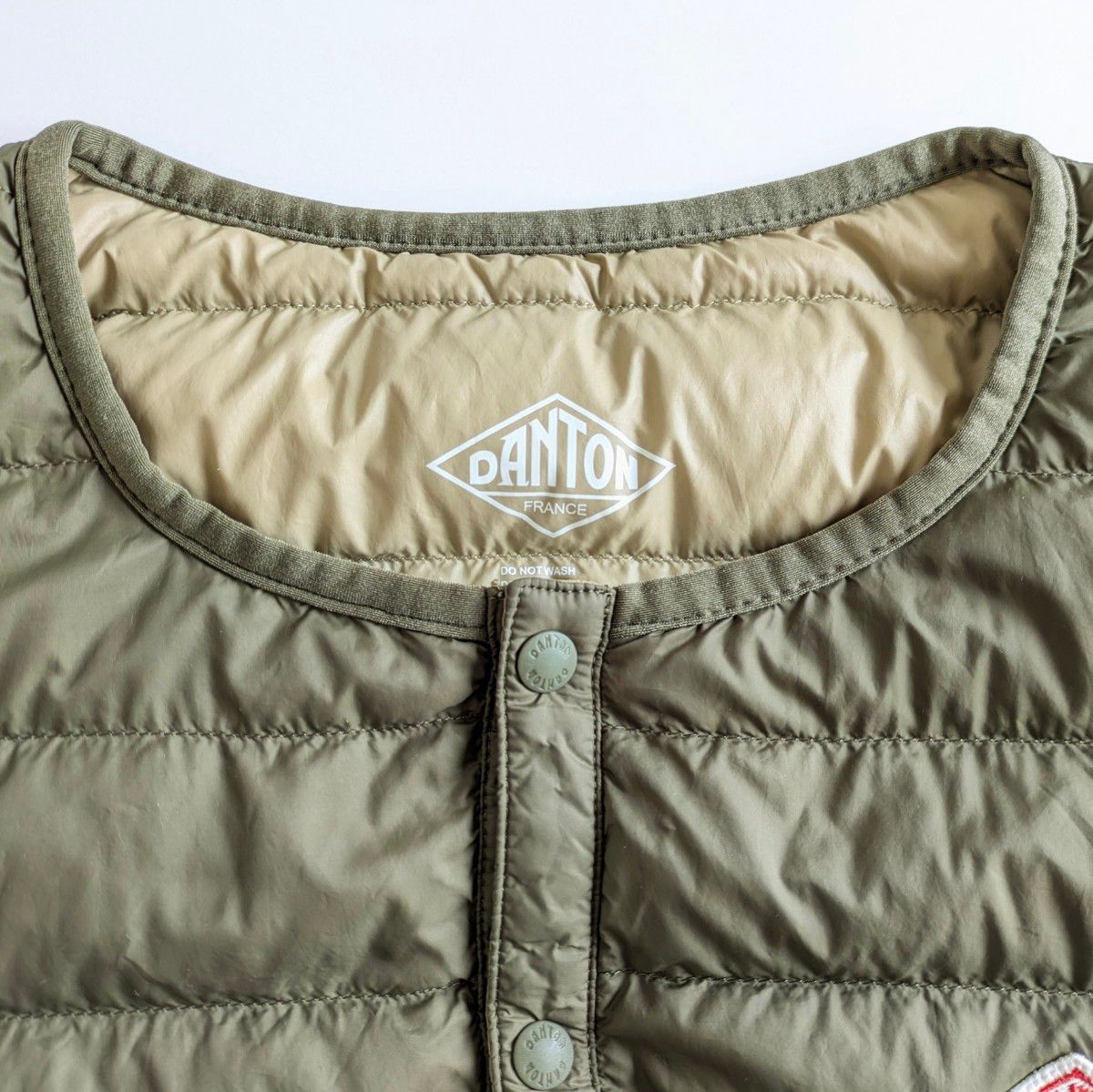 DANTON】クルーネック インナー ダウン ジャケット オリーブ 40サイズ