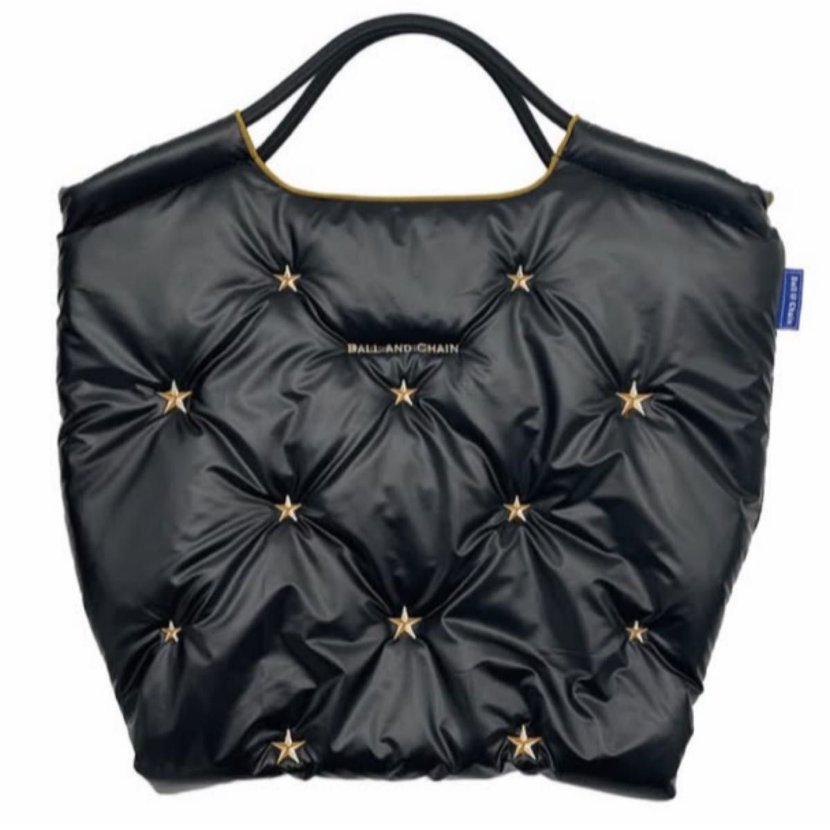 新品未使用 刺繍ゴールド ボールアンドチェーン 中綿 エコバッグ