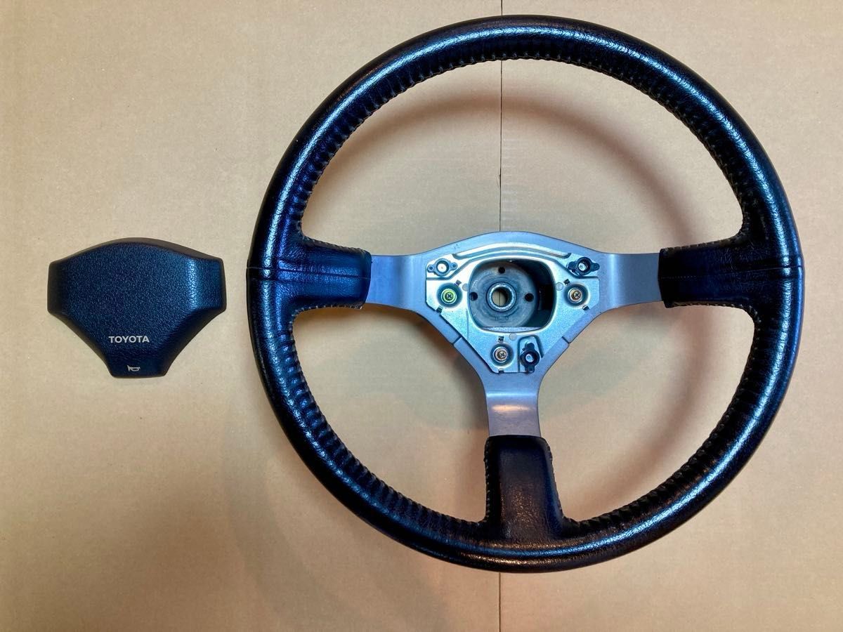 AE86 純正 ステアリング ハンドル レザー 革巻 前期 APEX レビン